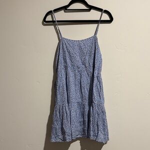 Blue Floral Spaghetti Strap Dress